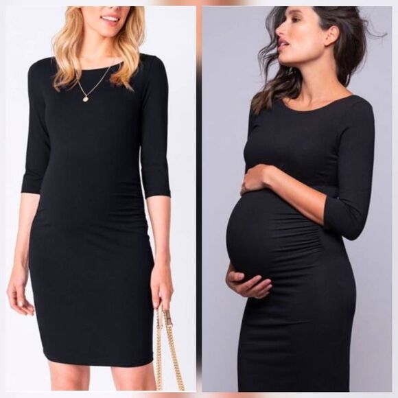 Seraphine 3/4 Sleeve Viscose Blend  Bodycon Maternity Cinched Sides Dress Sz. 8 - Picture 1 of 7